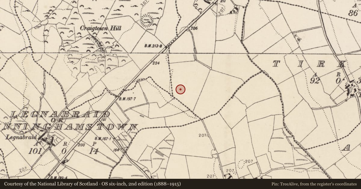 Ordnance Survey six-inch map, 2nd edition (1888–1915) covering the location of Enclosure, Keeloges, County Donegal, with a pin at the register's coordinates