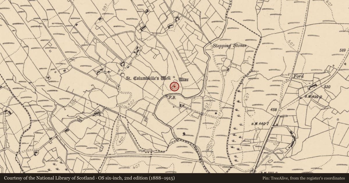Ordnance Survey six-inch map, 2nd edition (1888–1915) covering the location of Enclosure, Disert, County Donegal, with a pin at the register's coordinates
