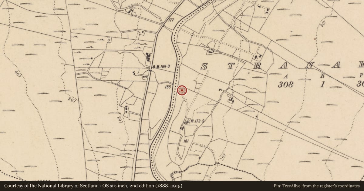 Ordnance Survey six-inch map, 2nd edition (1888–1915) covering the location of Mound, Srath Na Circe, County Donegal, with a pin at the register's coordinates