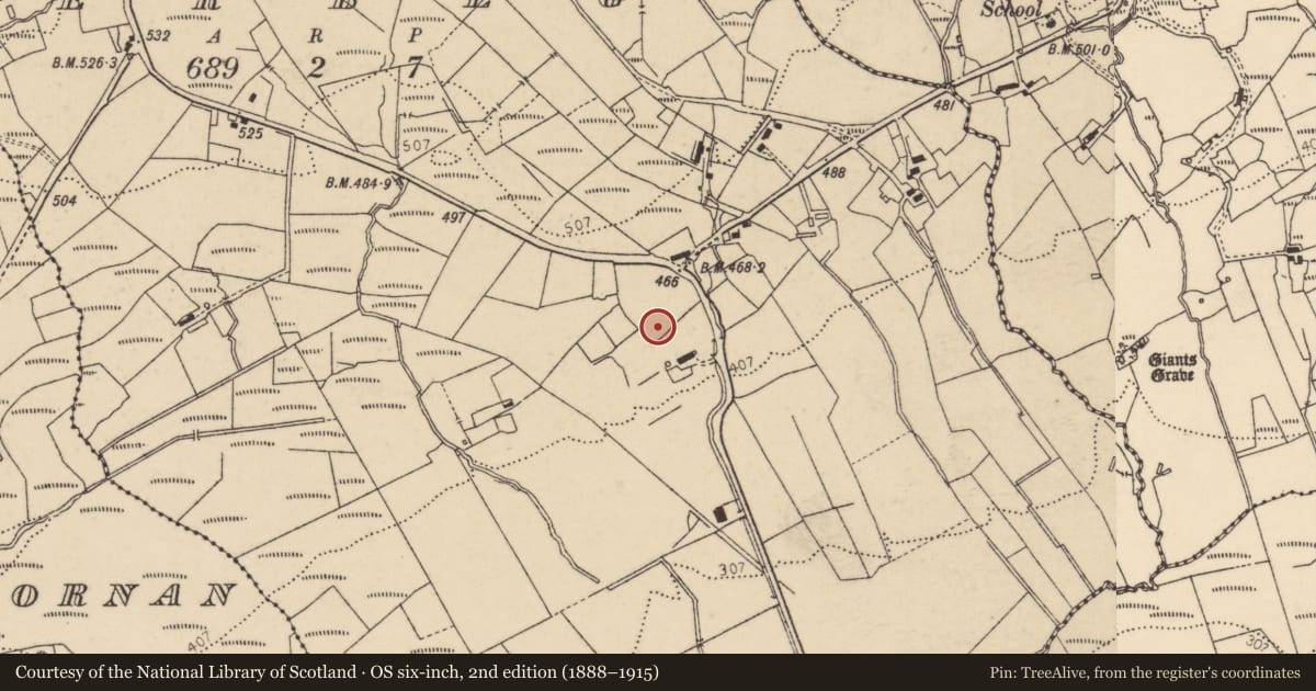 Ordnance Survey six-inch map, 2nd edition (1888–1915) covering the location of Enclosure, Ogherbeg, County Donegal, with a pin at the register's coordinates