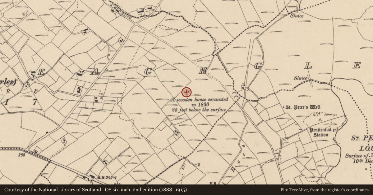 Ordnance Survey six-inch map, 2nd edition (1888–1915) covering the location of Building, Drumbeagh, County Donegal, with a pin at the register's coordinates