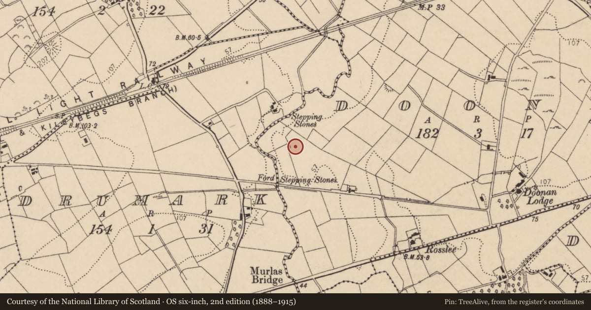 Ordnance Survey six-inch map, 2nd edition (1888–1915) covering the location of Fulacht fia, Doonan, County Donegal, with a pin at the register's coordinates