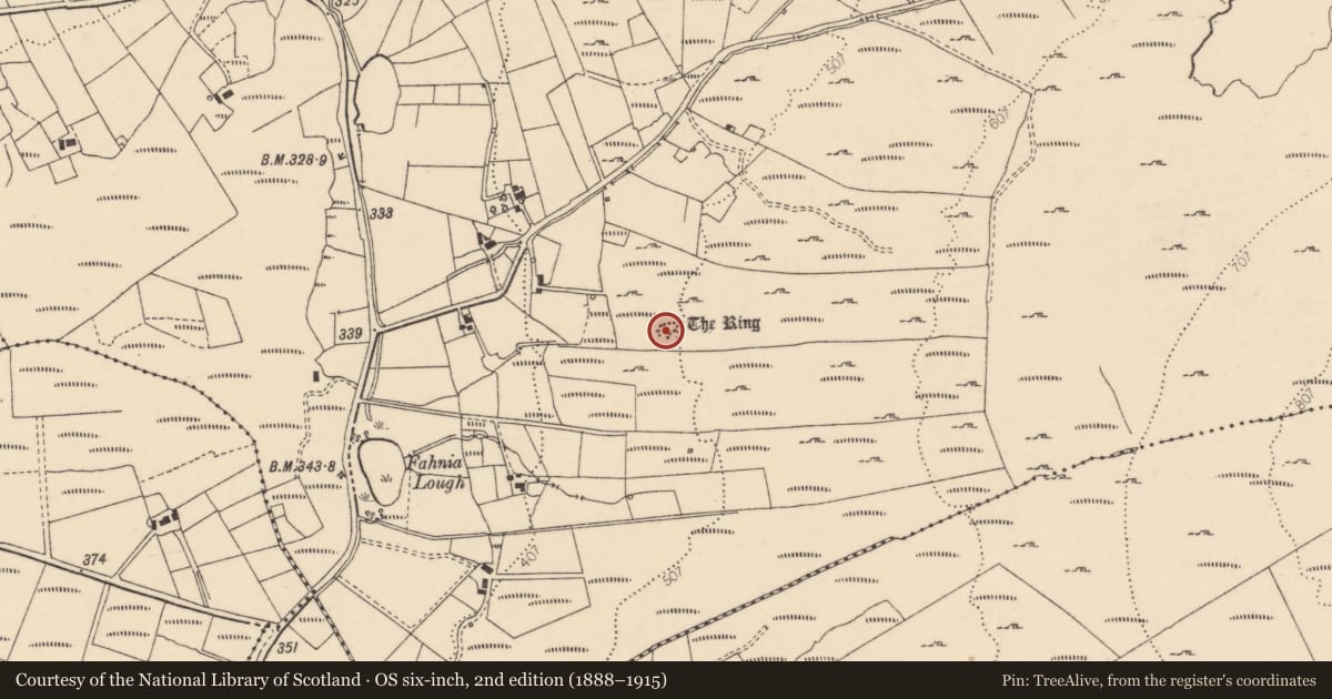 Ordnance Survey six-inch map, 2nd edition (1888–1915) covering the location of Structure, Clogher, County Donegal, with a pin at the register's coordinates