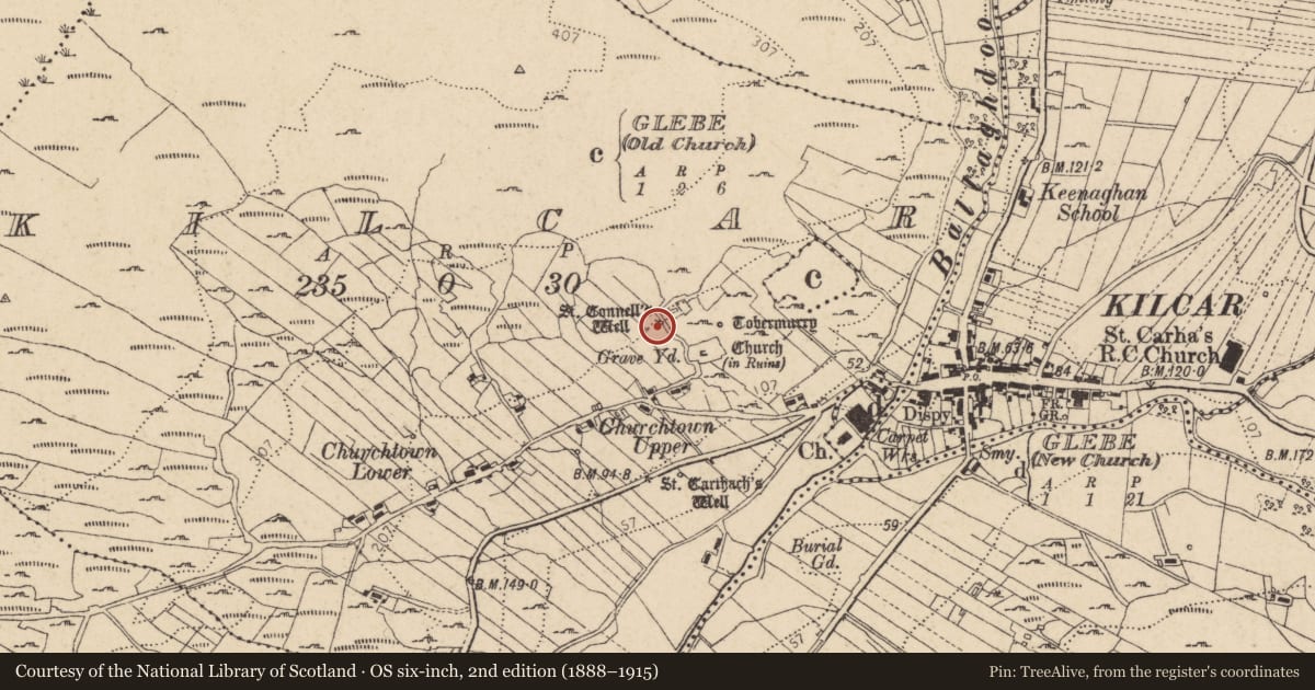 Ordnance Survey six-inch map, 2nd edition (1888–1915) covering the location of Cairn - unclassified, Cill Charthaigh, County Donegal, with a pin at the register's coordinates