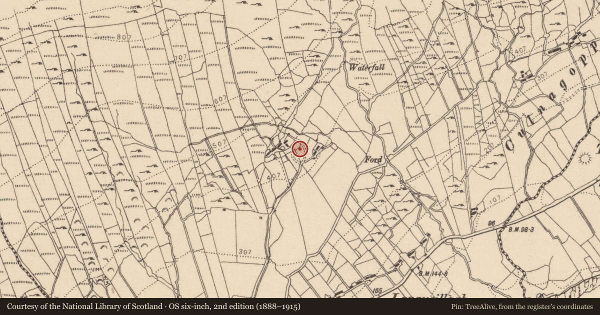 Ordnance Survey six-inch map, 2nd edition (1888–1915) covering the location of Ringfort - rath, Largysillagh, County Donegal, with a pin at the register's coordinates