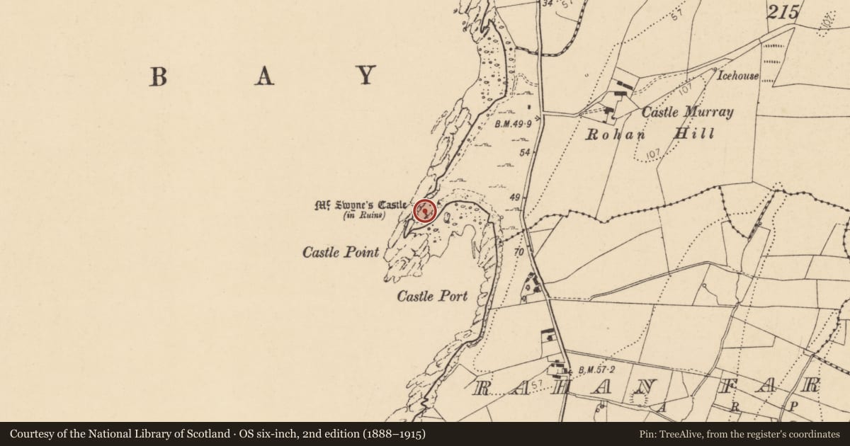 Ordnance Survey six-inch map, 2nd edition (1888–1915) covering the location of Bawn, Rahan Near, County Donegal, with a pin at the register's coordinates