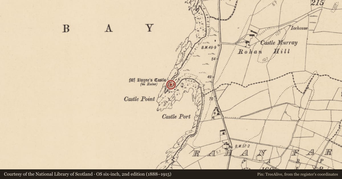 Ordnance Survey six-inch map, 2nd edition (1888–1915) covering the location of Promontory fort - coastal, Rahan Near, County Donegal, with a pin at the register's coordinates