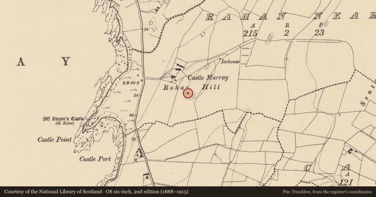 Ordnance Survey six-inch map, 2nd edition (1888–1915) covering the location of Megalithic tomb - unclassified, Rahan Near, County Donegal, with a pin at the register's coordinates