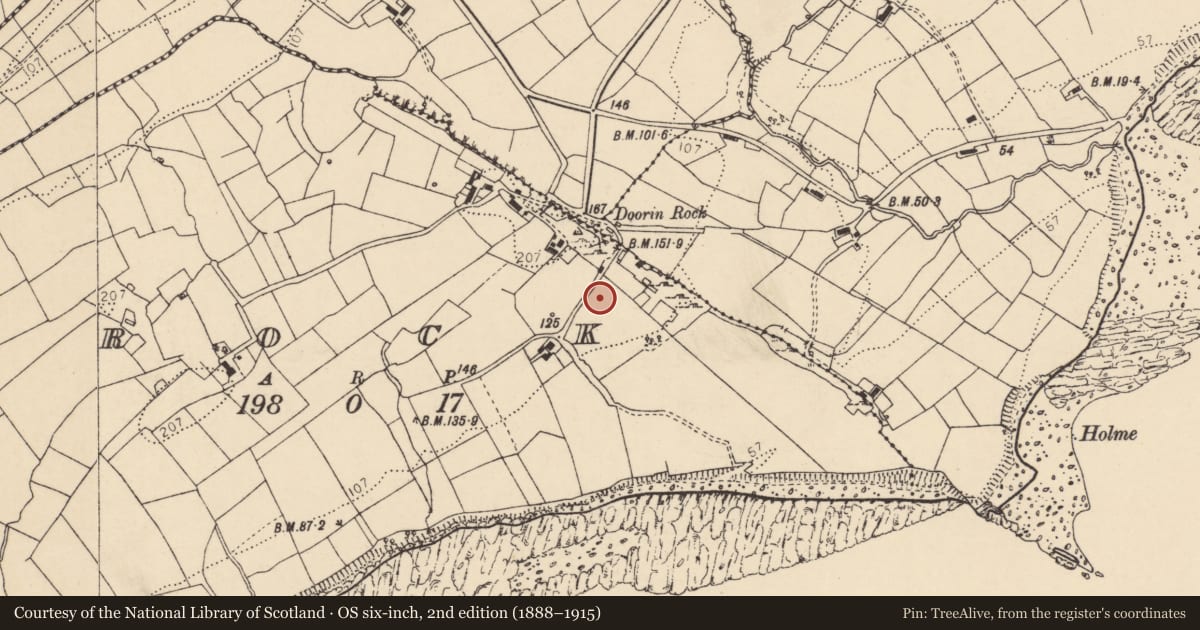 Ordnance Survey six-inch map, 2nd edition (1888–1915) covering the location of Souterrain, Rock, County Donegal, with a pin at the register's coordinates