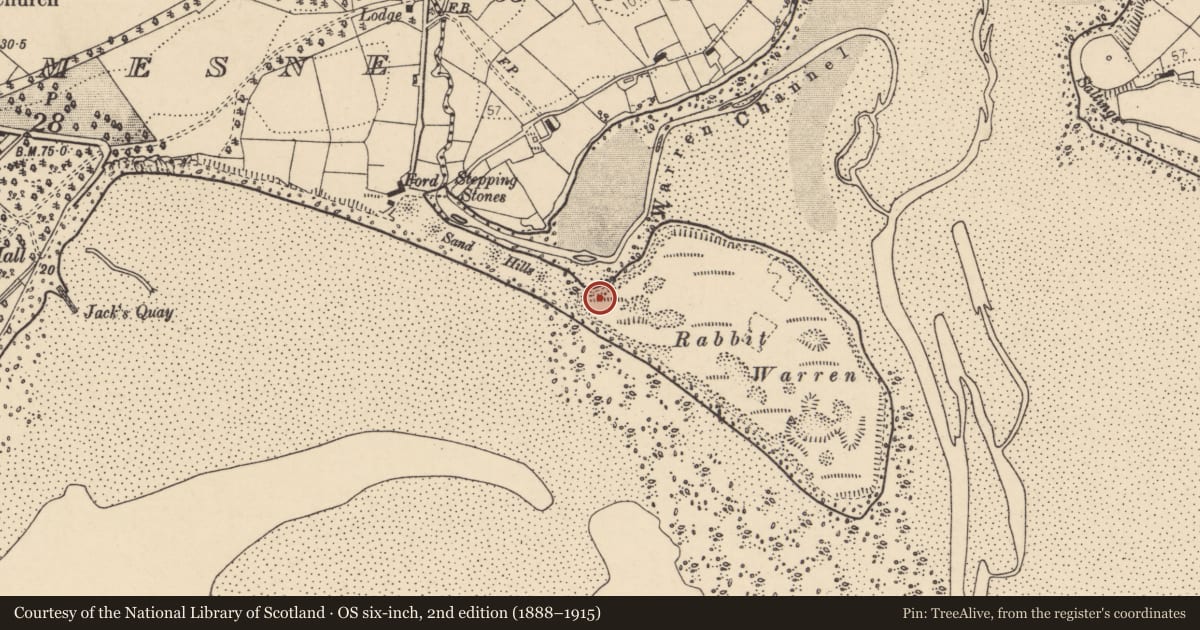 Ordnance Survey six-inch map, 2nd edition (1888–1915) covering the location of Cairn - unclassified, Hall Demesne, County Donegal, with a pin at the register's coordinates