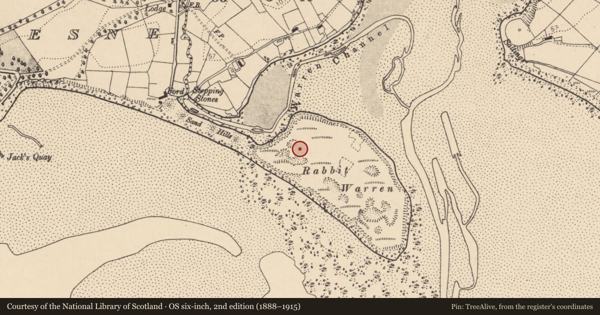 Ordnance Survey six-inch map, 2nd edition (1888–1915) covering the location of Burial, Hall Demesne, County Donegal, with a pin at the register's coordinates