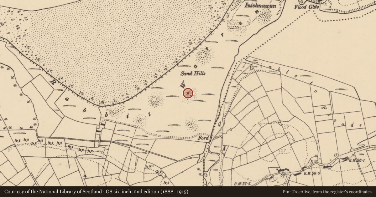 Ordnance Survey six-inch map, 2nd edition (1888–1915) covering the location of Midden, Rossnowlagh Lower, County Donegal, with a pin at the register's coordinates