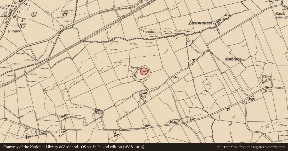 Ordnance Survey six-inch map, 2nd edition (1888–1915) covering the location of Mound, Glasbolie, County Donegal, with a pin at the register's coordinates