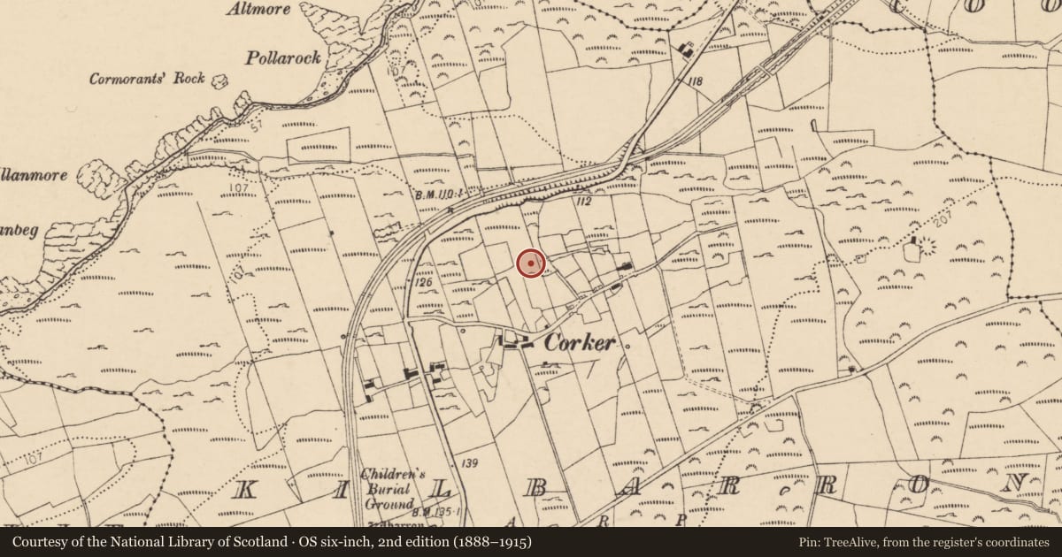 Ordnance Survey six-inch map, 2nd edition (1888–1915) covering the location of Ringfort - cashel, Kilbarron, County Donegal, with a pin at the register's coordinates