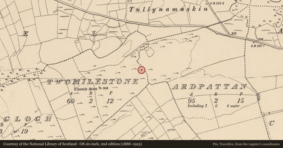 Ordnance Survey six-inch map, 2nd edition (1888–1915) covering the location of Field system, County Donegal, with a pin at the register's coordinates
