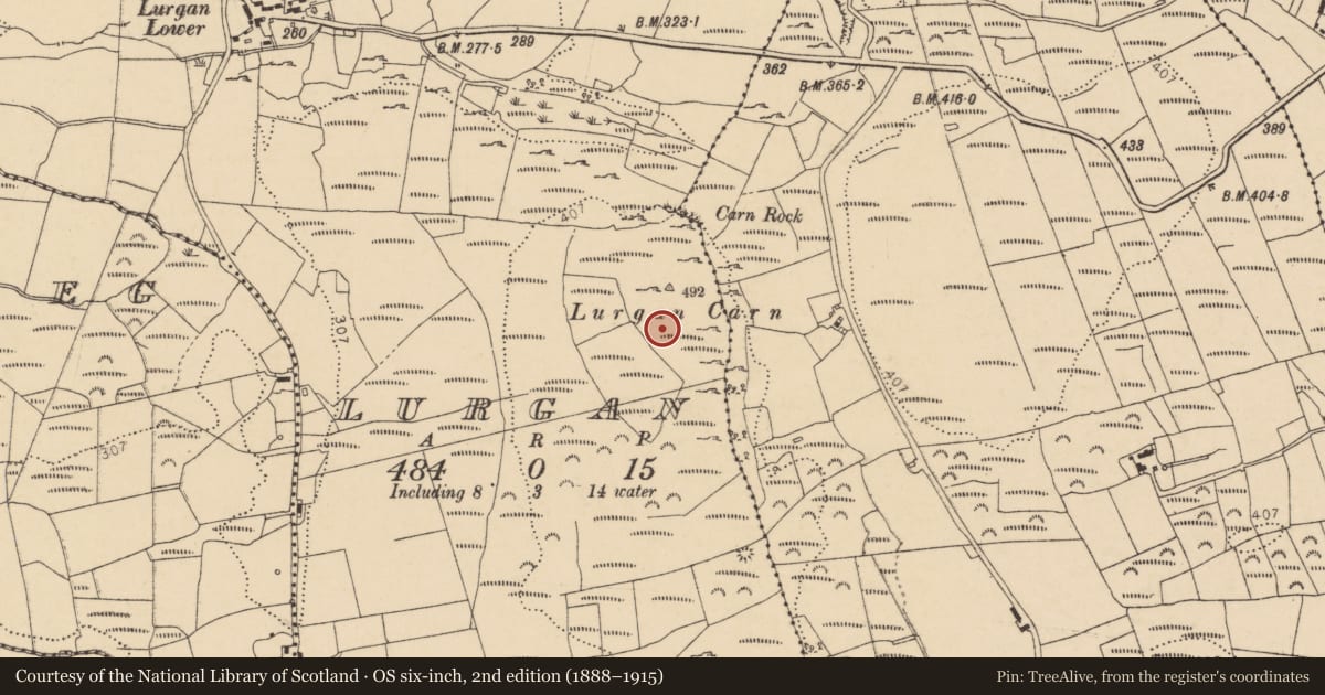 Ordnance Survey six-inch map, 2nd edition (1888–1915) covering the location of Enclosure, Lurgan, County Donegal, with a pin at the register's coordinates