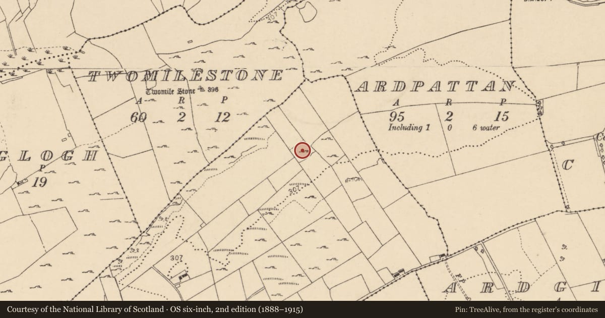 Ordnance Survey six-inch map, 2nd edition (1888–1915) covering the location of Enclosure, Tullymore, County Donegal, with a pin at the register's coordinates