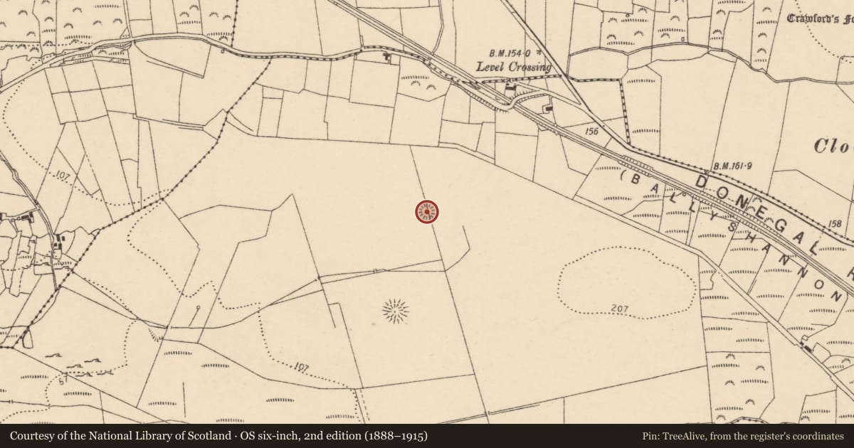 Ordnance Survey six-inch map, 2nd edition (1888–1915) covering the location of Ringfort - rath, Ballymacaward, County Donegal, with a pin at the register's coordinates