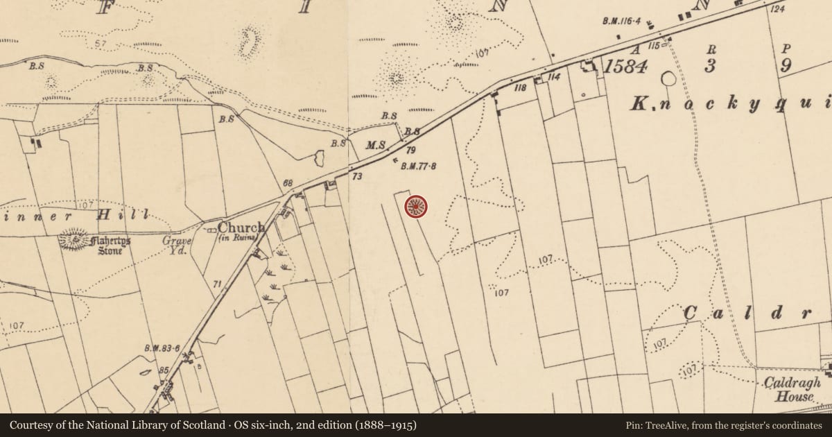 Ordnance Survey six-inch map, 2nd edition (1888–1915) covering the location of Ringfort - rath, Finner, County Donegal, with a pin at the register's coordinates