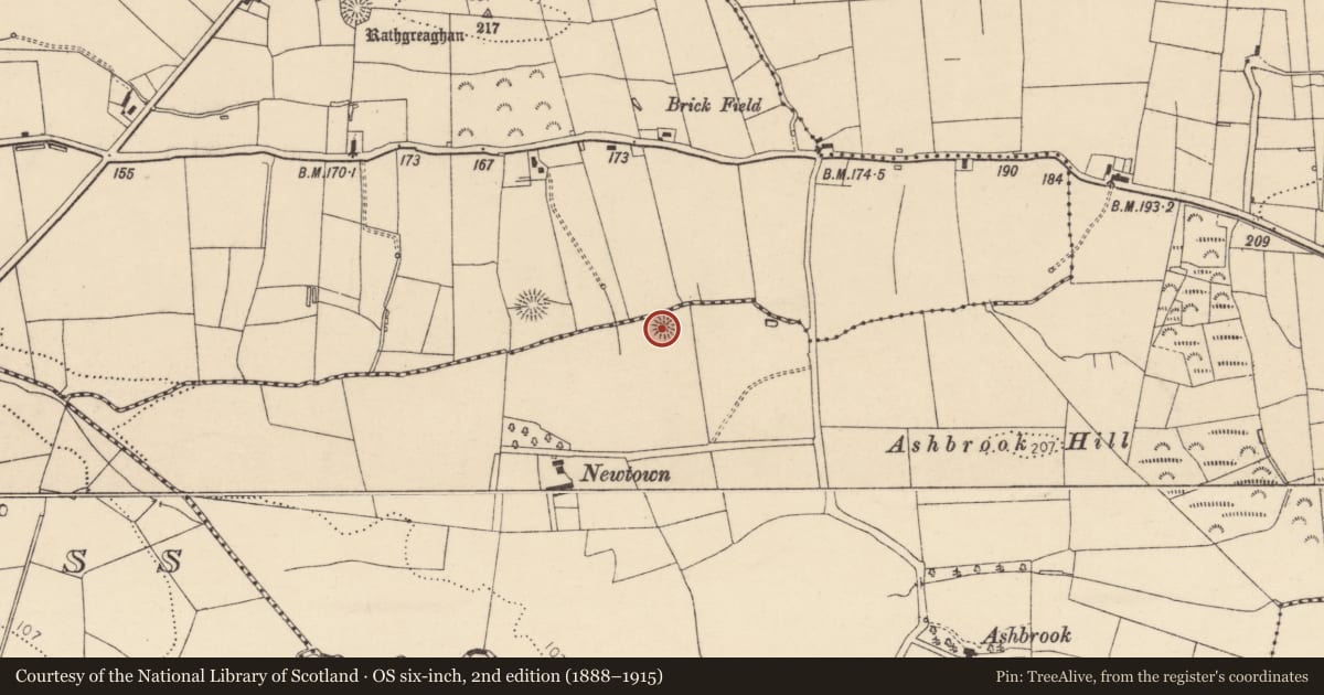 Ordnance Survey six-inch map, 2nd edition (1888–1915) covering the location of Ringfort - rath, Dunmuckrum, County Donegal, with a pin at the register's coordinates