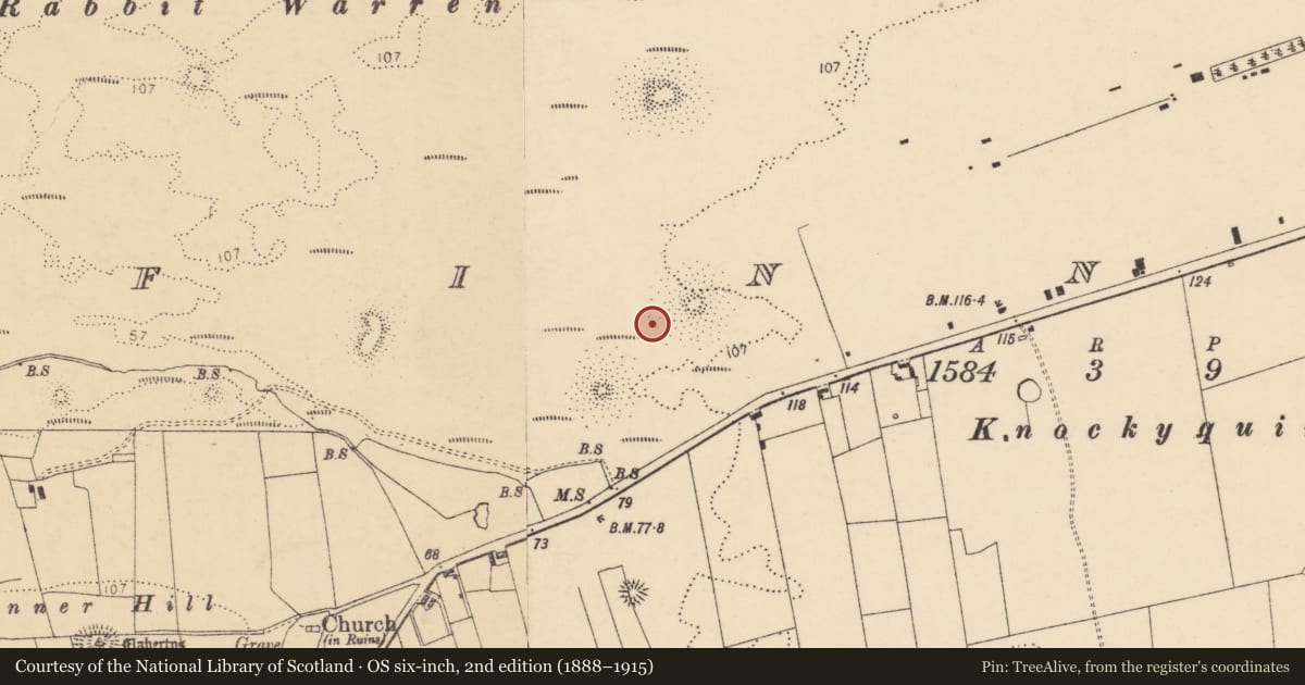 Ordnance Survey six-inch map, 2nd edition (1888–1915) covering the location of Megalithic tomb - passage tomb, Finner, County Donegal, with a pin at the register's coordinates