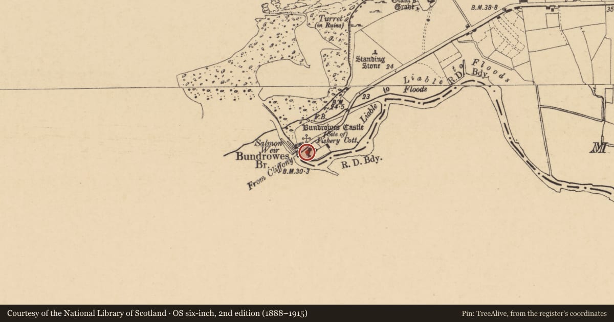 Ordnance Survey six-inch map, 2nd edition (1888–1915) covering the location of Midden, Magheracar, County Donegal, with a pin at the register's coordinates