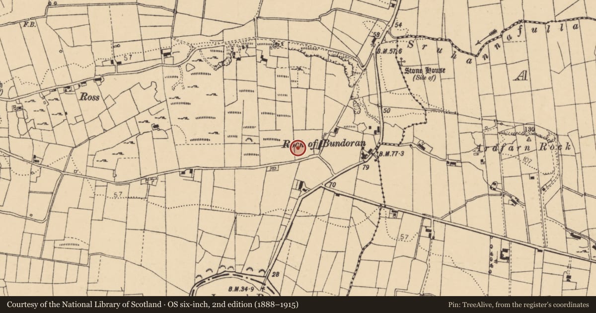 Ordnance Survey six-inch map, 2nd edition (1888–1915) covering the location of Midden, Magheracar, County Donegal, with a pin at the register's coordinates