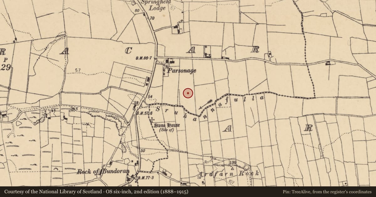 Ordnance Survey six-inch map, 2nd edition (1888–1915) covering the location of Furnace, Magheracar, County Donegal, with a pin at the register's coordinates