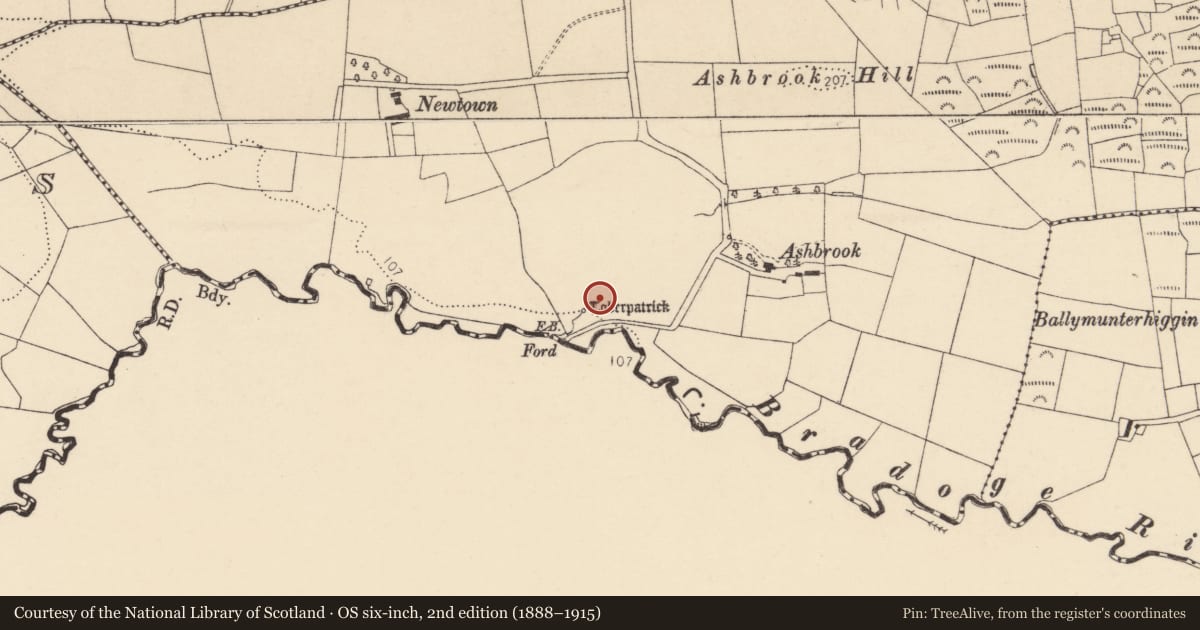 Ordnance Survey six-inch map, 2nd edition (1888–1915) covering the location of Enclosure, Dunmuckrum, County Donegal, with a pin at the register's coordinates
