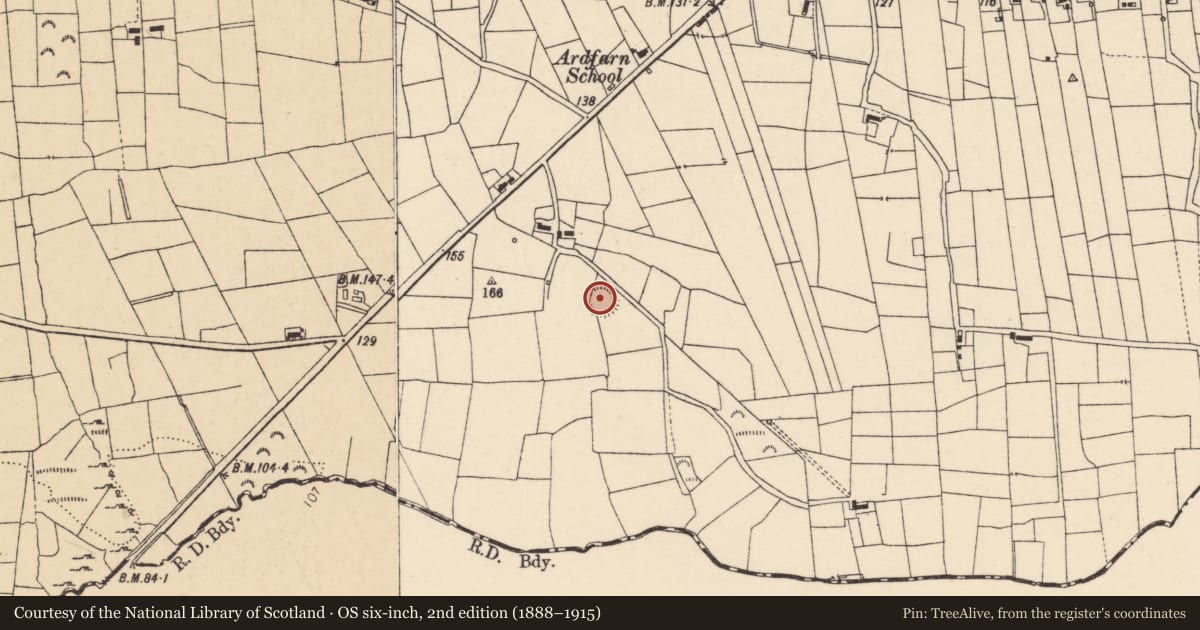Ordnance Survey six-inch map, 2nd edition (1888–1915) covering the location of Ringfort - rath, Ardfarn, County Donegal, with a pin at the register's coordinates