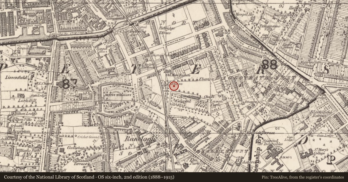 Ordnance Survey six-inch map, 2nd edition (1888–1915) covering the location of Well, Tobertown, County Dublin, with a pin at the register's coordinates