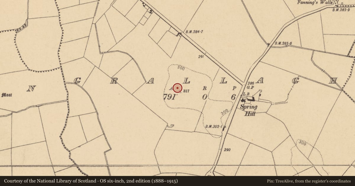 Ordnance Survey six-inch map, 2nd edition (1888–1915) covering the location of Ringfort - unclassified, Grallagh, County Dublin, with a pin at the register's coordinates