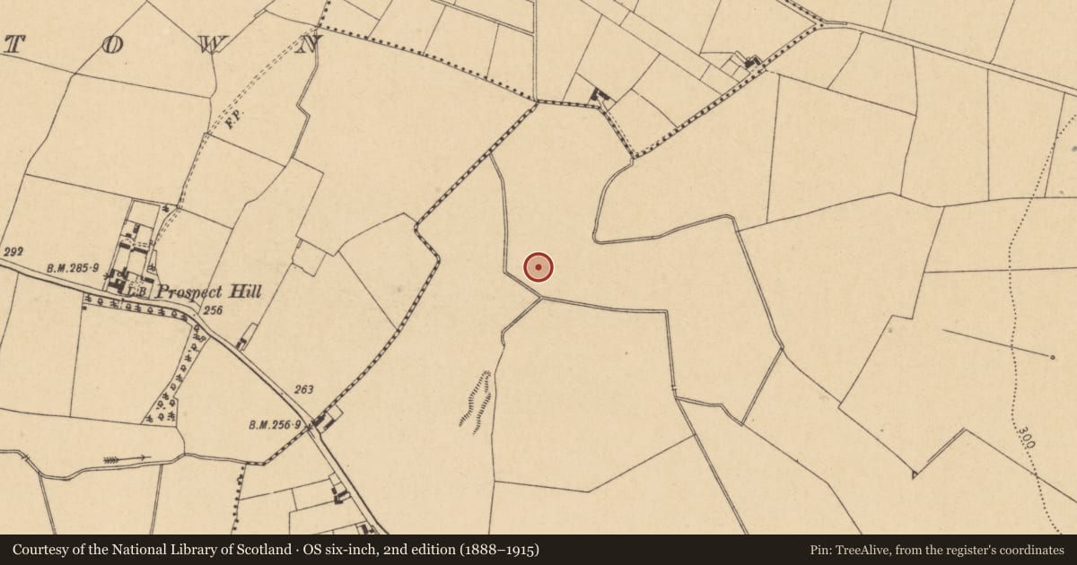 Ordnance Survey six-inch map, 2nd edition (1888–1915) covering the location of Field system, Grallagh, County Dublin, with a pin at the register's coordinates
