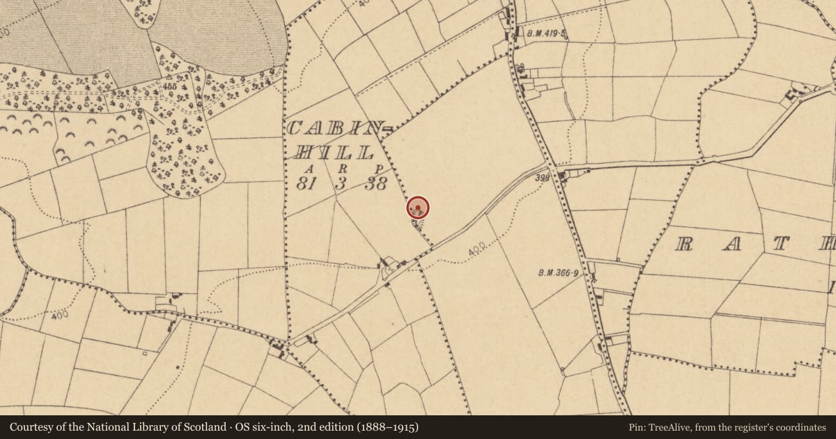 Ordnance Survey six-inch map, 2nd edition (1888–1915) covering the location of Quarry, Cabinhill, Loughmain, County Dublin, with a pin at the register's coordinates