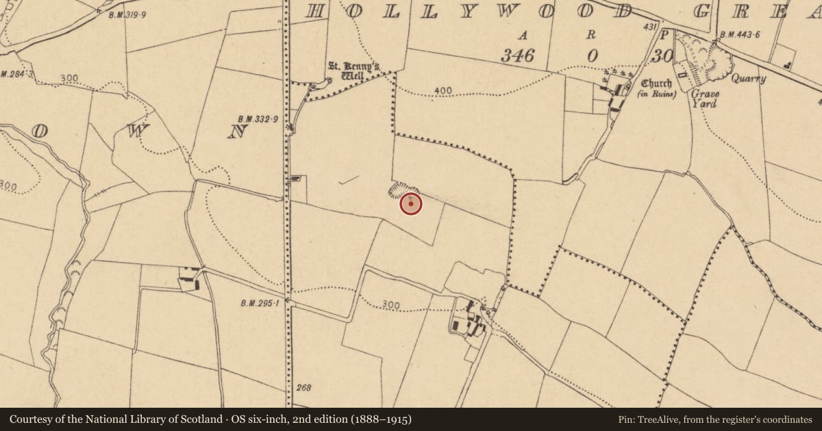 Ordnance Survey six-inch map, 2nd edition (1888–1915) covering the location of Quarry, Hollywood Little, County Dublin, with a pin at the register's coordinates