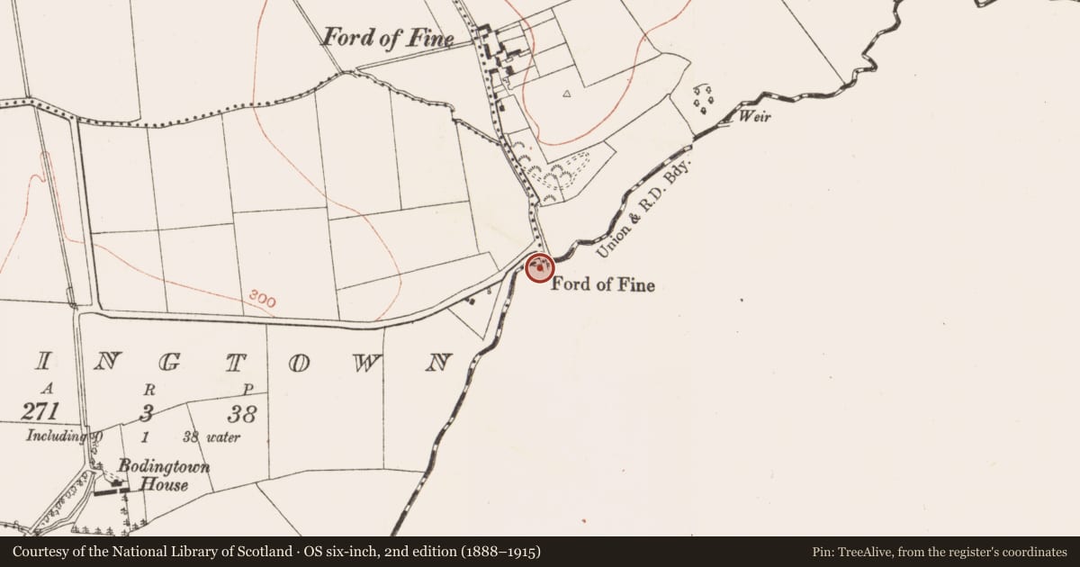 Ordnance Survey six-inch map, 2nd edition (1888–1915) covering the location of Ford, Westown, County Dublin, with a pin at the register's coordinates