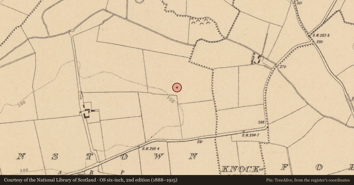 Ordnance Survey six-inch map, 2nd edition (1888–1915) covering the location of Enclosure, Cornstown, Knockaneek, County Dublin, with a pin at the register's coordinates