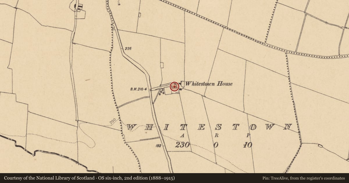 Ordnance Survey six-inch map, 2nd edition (1888–1915) covering the location of House - 16th/17th century, Whitestown, County Dublin, with a pin at the register's coordinates