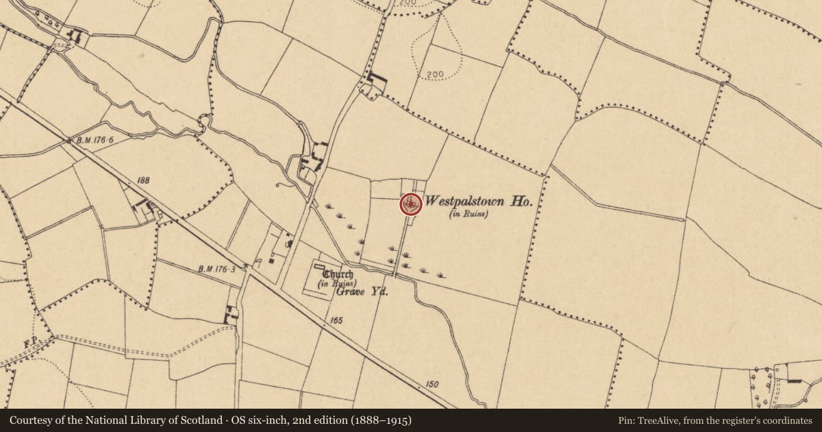 Ordnance Survey six-inch map, 2nd edition (1888–1915) covering the location of House - 16th/17th century, Westpalstown, County Dublin, with a pin at the register's coordinates