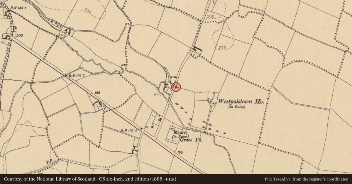 Ordnance Survey six-inch map, 2nd edition (1888–1915) covering the location of Architectural fragment, Westpalstown, County Dublin, with a pin at the register's coordinates