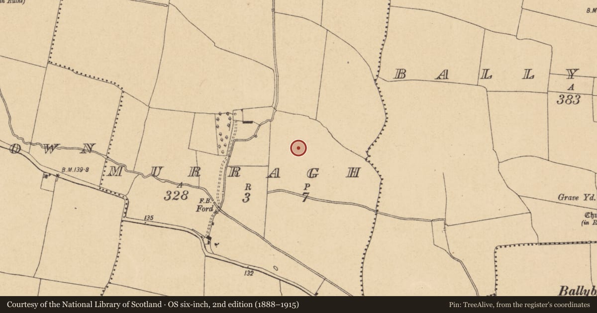 Ordnance Survey six-inch map, 2nd edition (1888–1915) covering the location of Enclosure, Murragh, County Dublin, with a pin at the register's coordinates