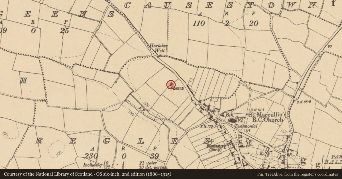 Ordnance Survey six-inch map, 2nd edition (1888–1915) covering the location of Mound, Regles, County Dublin, with a pin at the register's coordinates