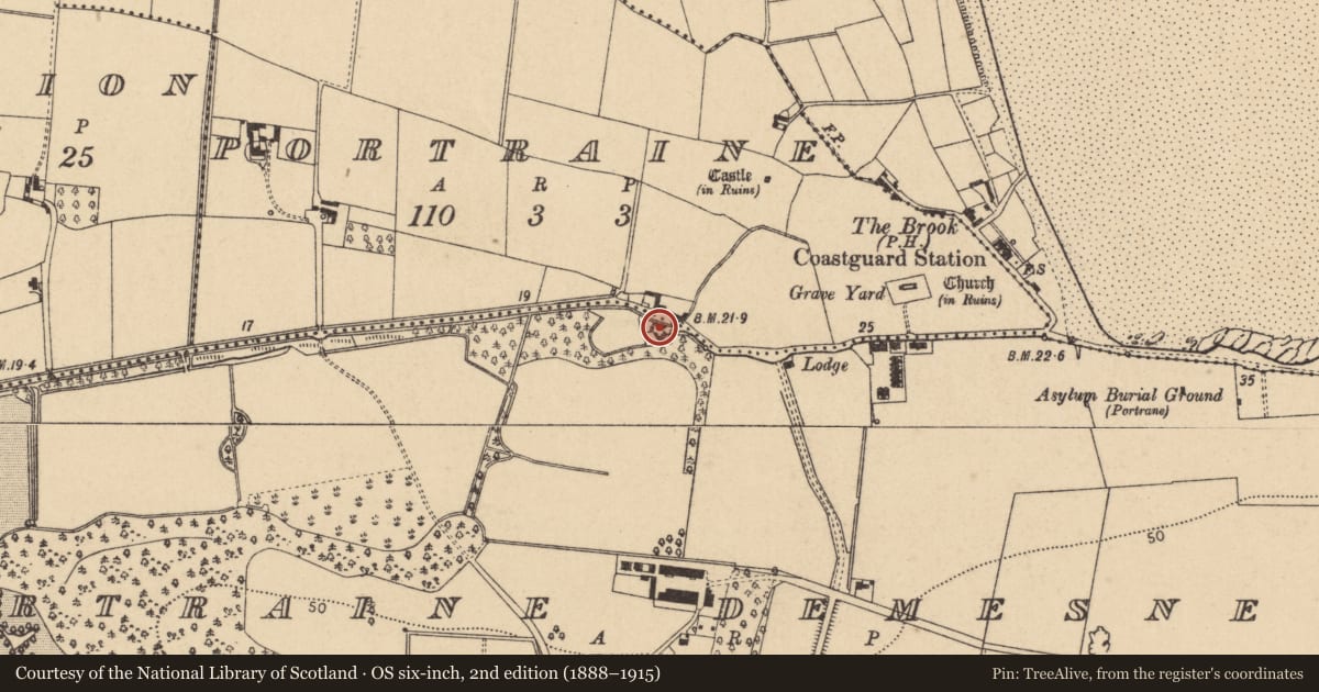 Ordnance Survey six-inch map, 2nd edition (1888–1915) covering the location of House - 18th/19th century, Portraine, County Dublin, with a pin at the register's coordinates