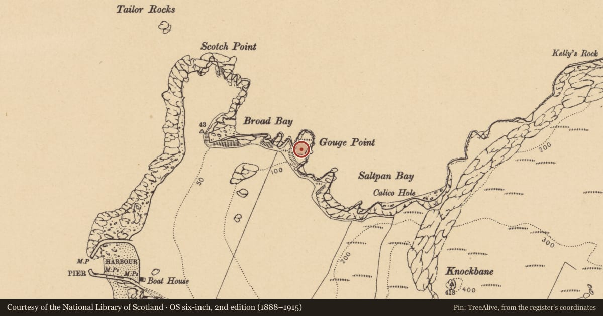 Ordnance Survey six-inch map, 2nd edition (1888–1915) covering the location of Promontory fort - coastal, Lambay Island, County Dublin, with a pin at the register's coordinates