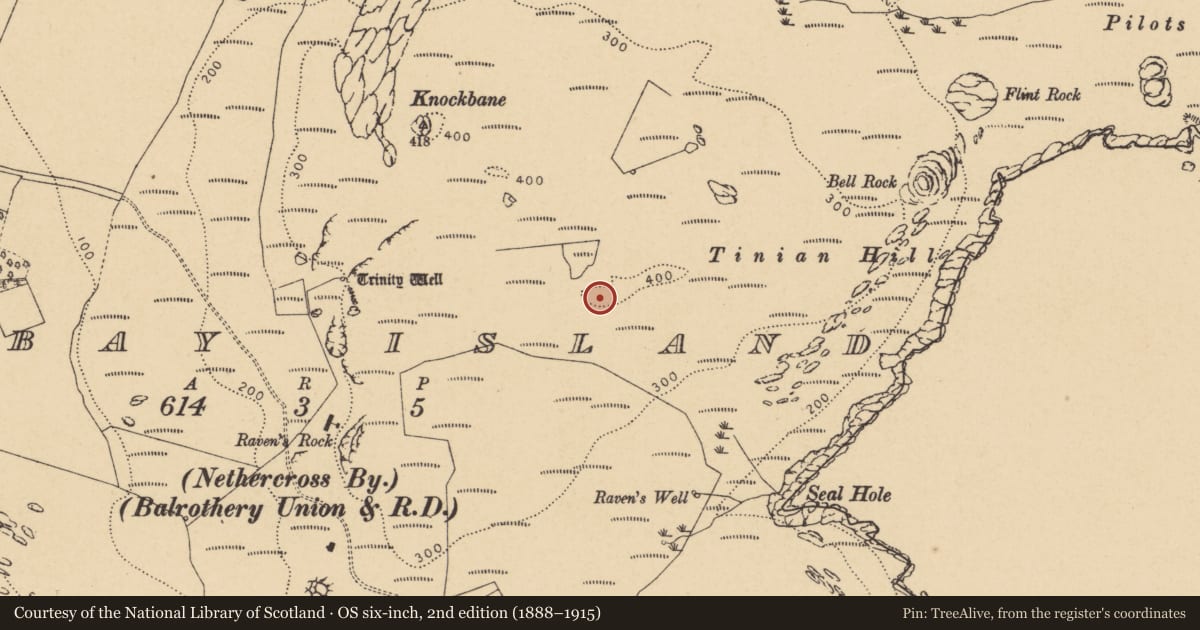 Ordnance Survey six-inch map, 2nd edition (1888–1915) covering the location of Cairn - unclassified, Lambay Island, County Dublin, with a pin at the register's coordinates