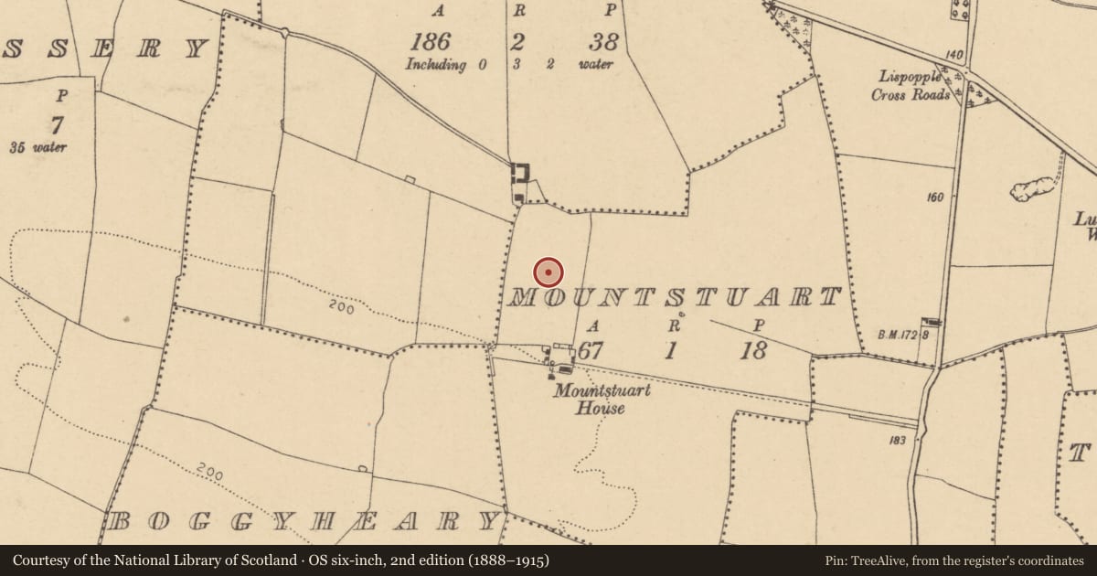 Ordnance Survey six-inch map, 2nd edition (1888–1915) covering the location of House - indeterminate date, Mountstuart, County Dublin, with a pin at the register's coordinates