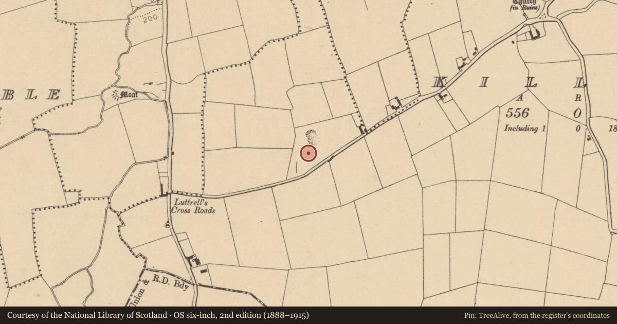 Ordnance Survey six-inch map, 2nd edition (1888–1915) covering the location of Enclosure, Killeek, County Dublin, with a pin at the register's coordinates