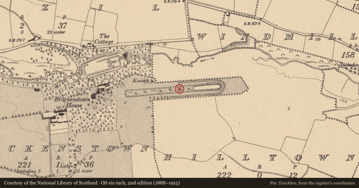 Ordnance Survey six-inch map, 2nd edition (1888–1915) covering the location of Fish-pond, Brackenstown, County Dublin, with a pin at the register's coordinates