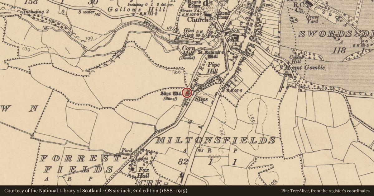 Ordnance Survey six-inch map, 2nd edition (1888–1915) covering the location of Ritual site - holy well, Forrestfields, County Dublin, with a pin at the register's coordinates