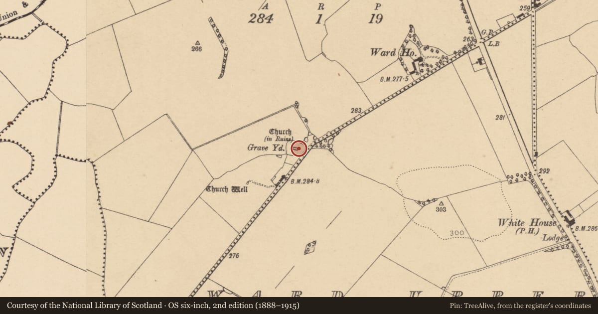 Ordnance Survey six-inch map, 2nd edition (1888–1915) covering the location of Church, Ward Lower, County Dublin, with a pin at the register's coordinates